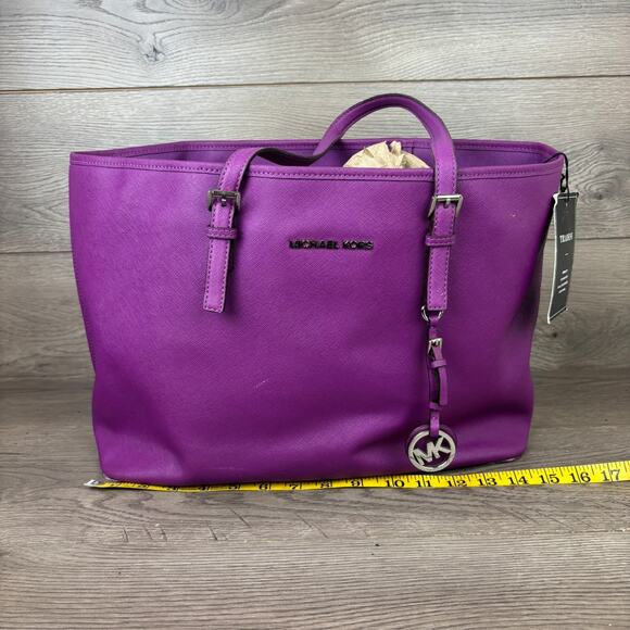 Michael Kors Jet Set Travel Large Saffiano Leather Tote Bag Pink - NWT - Picture 13 of 15